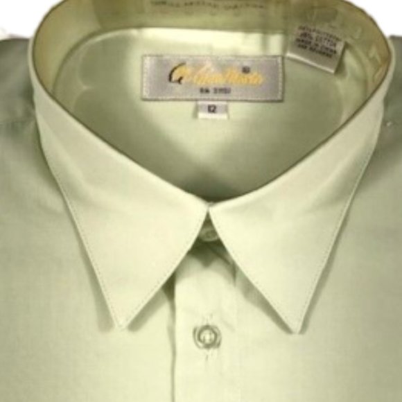 Gian Mario Boys Light Green Dress Shirt Pocket Long Sleeve Size 12 - Picture 3 of 3